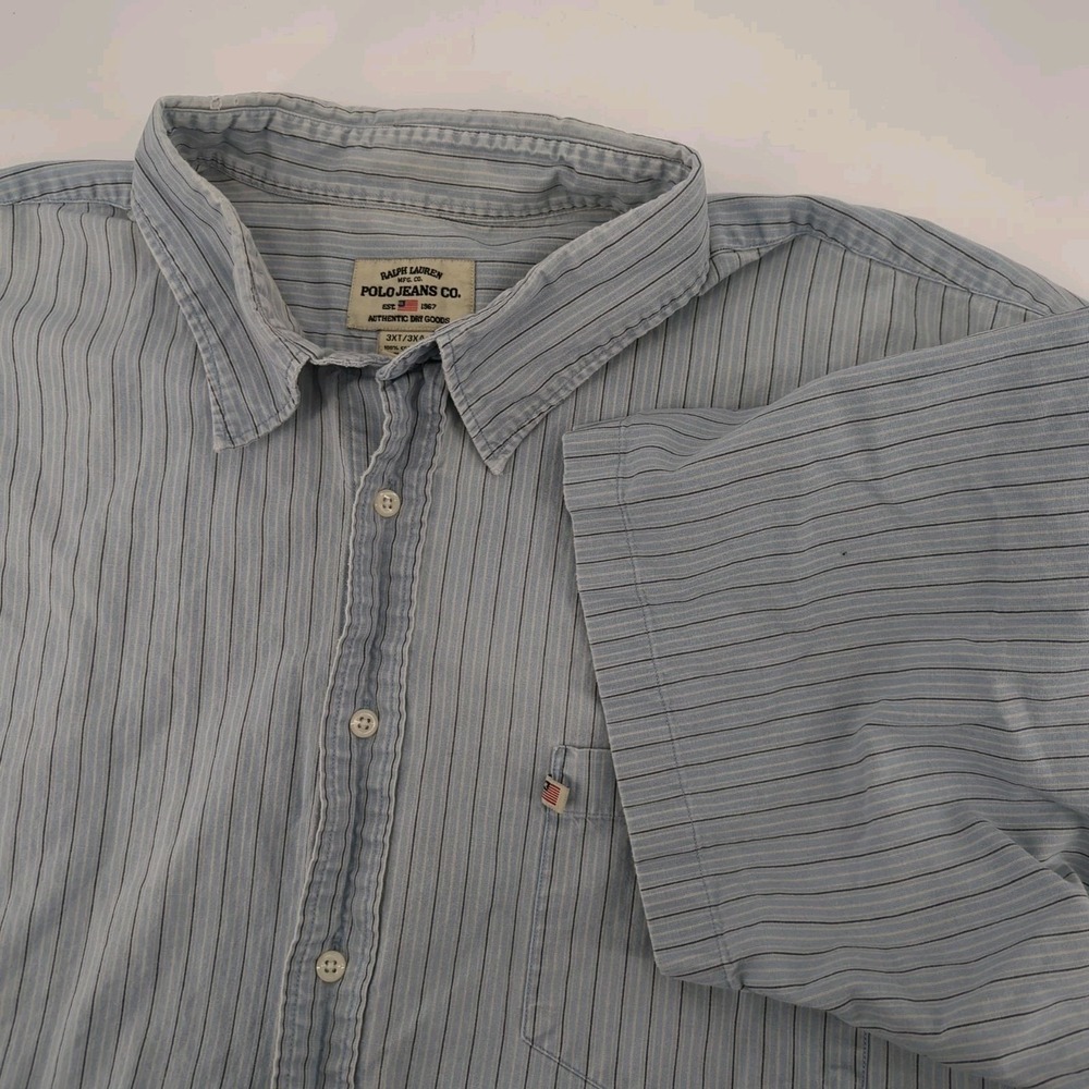 Ralph Lauren Polo Jeans Co Button Shirt Men 3XT 3X Tall Y2K 90 Short Sleeve READ